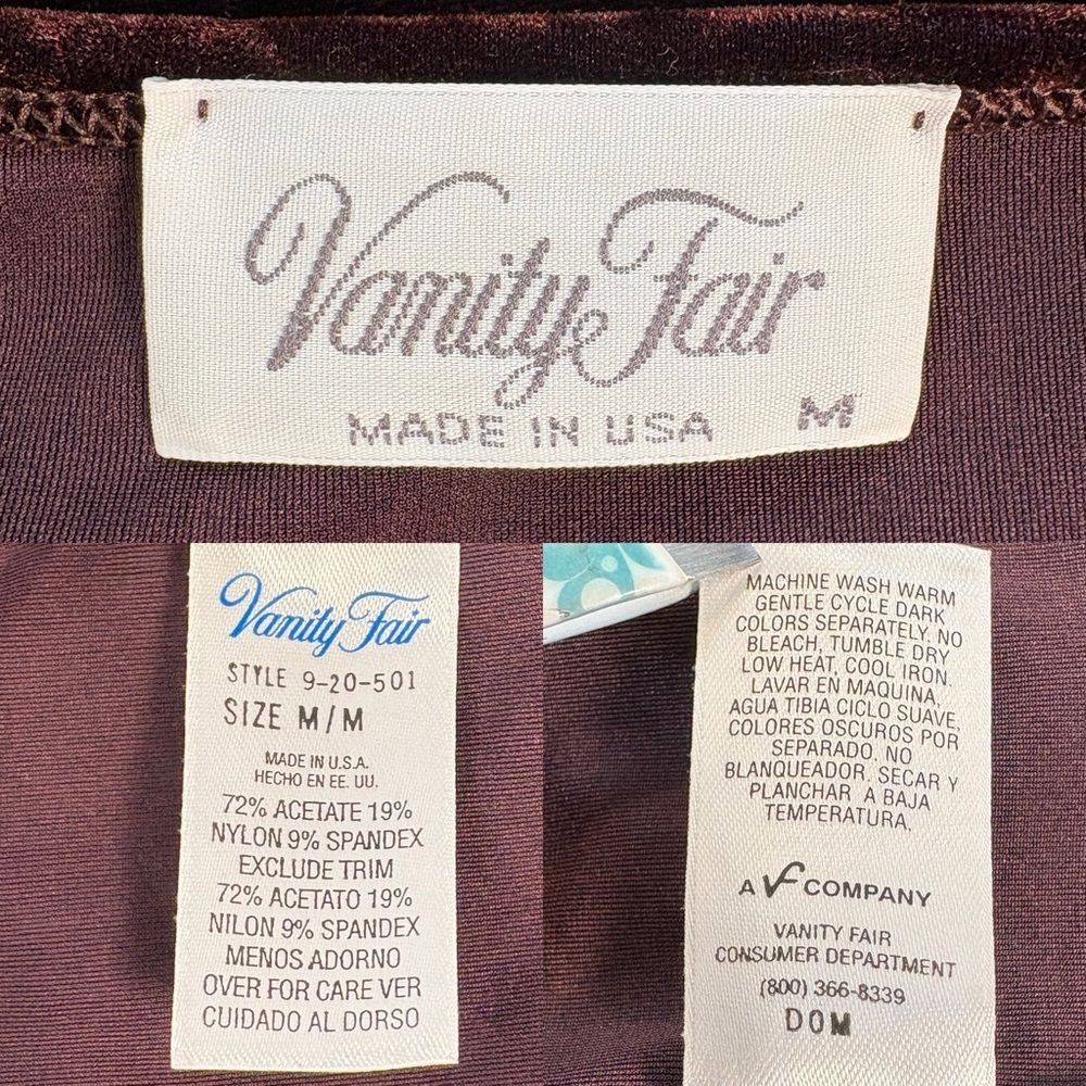 Vintage Vanity Fair Crushed Velvet Top | Made in USA | Size M - Picture 6 of 6